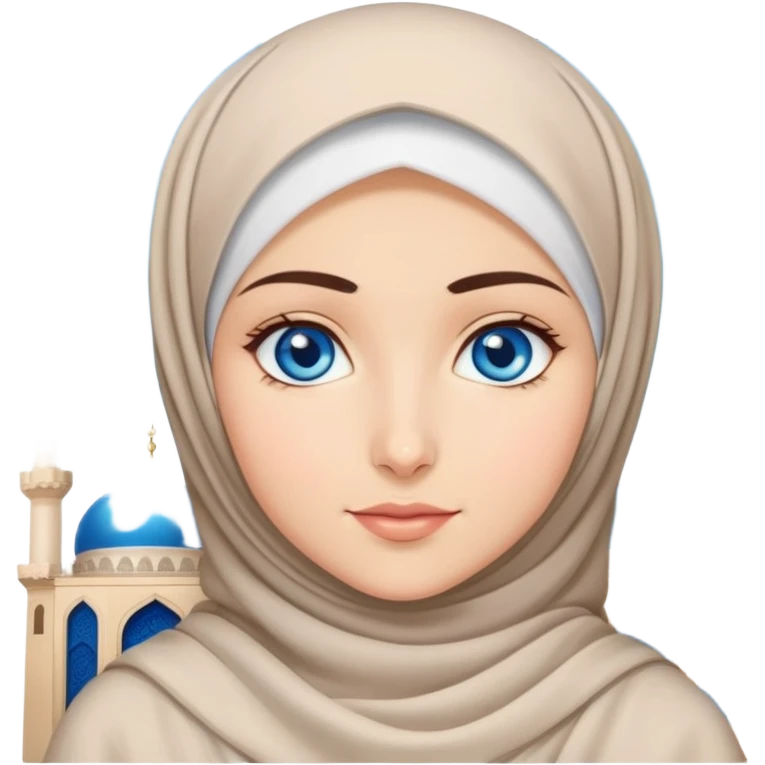 Turkish beautiful finish Konya girl blue eyes with hijab dress and ramadan background  emoji