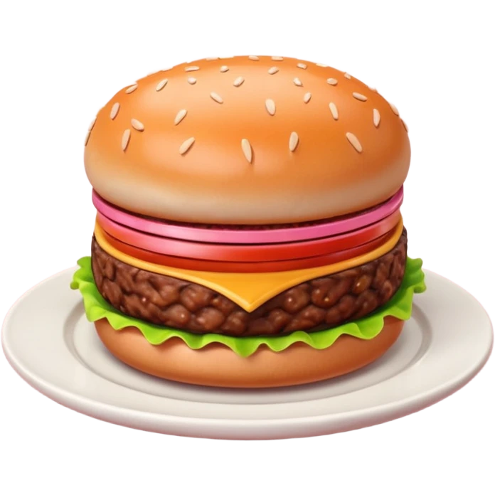 A 3D cartoon portion of minced meat shaped like a burger patty on a plate, soft lighting, Memoji-style. emoji