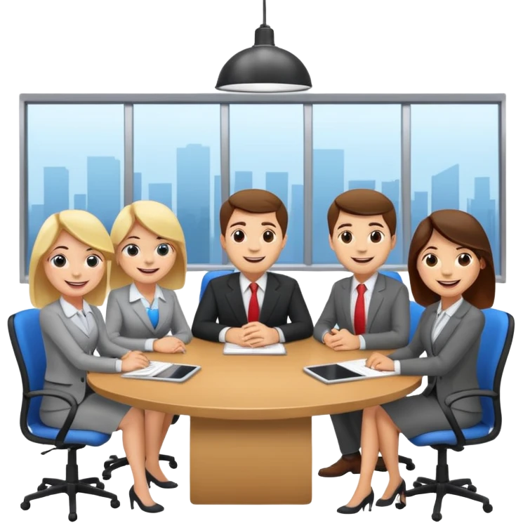 Cartoon office meeting at a table  emoji