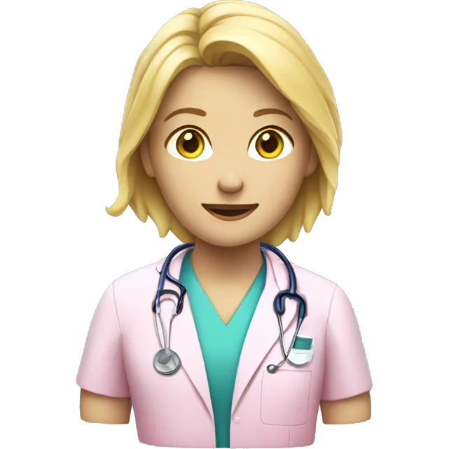 Blond doctor with pink scrub emoji