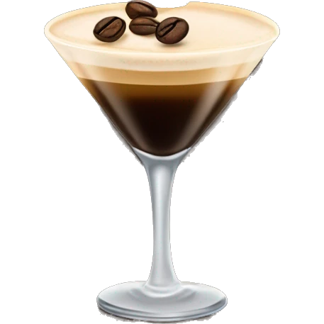 Espresso martini in martini glass with 3 coffee beans garnish emoji