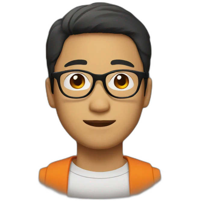 asian black hair man　wearing round orange glasses emoji