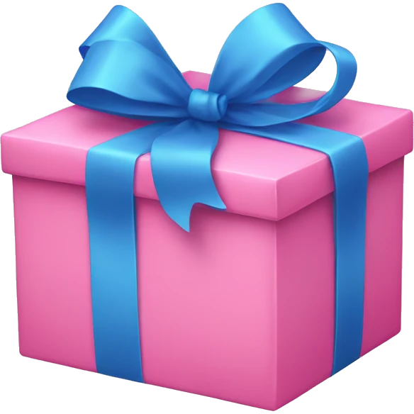 Pink gift with blue bow emoji