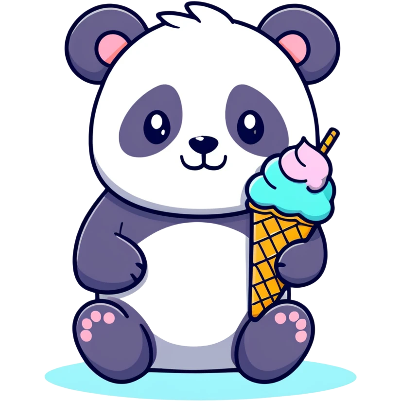 Panda eating ice cream emoji