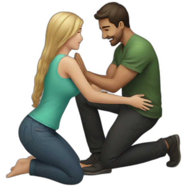 Man on knees facing woman emoji