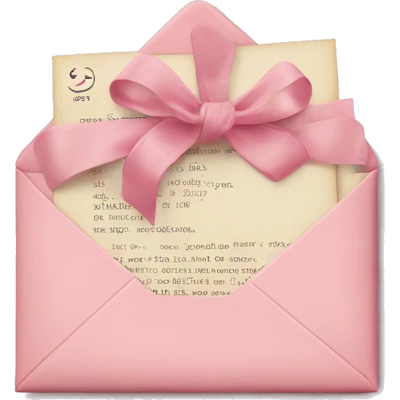 vintage love letters in envelope tied with a baby pink ribbon  emoji