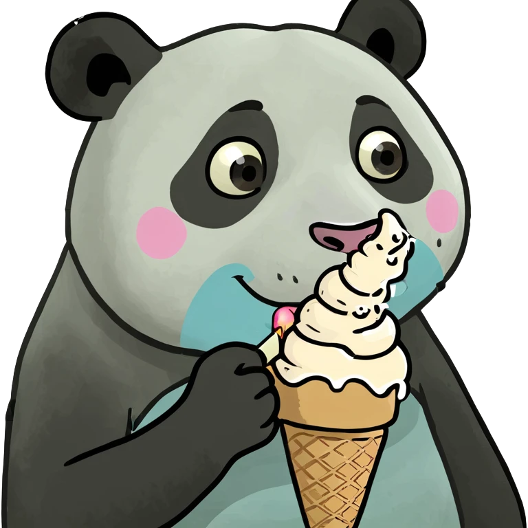 Panda eating ice cream emoji