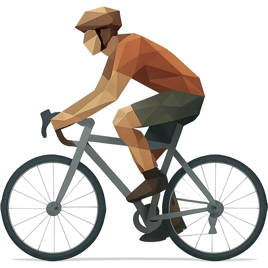 low-poly polygonal style person riding a bike emoji