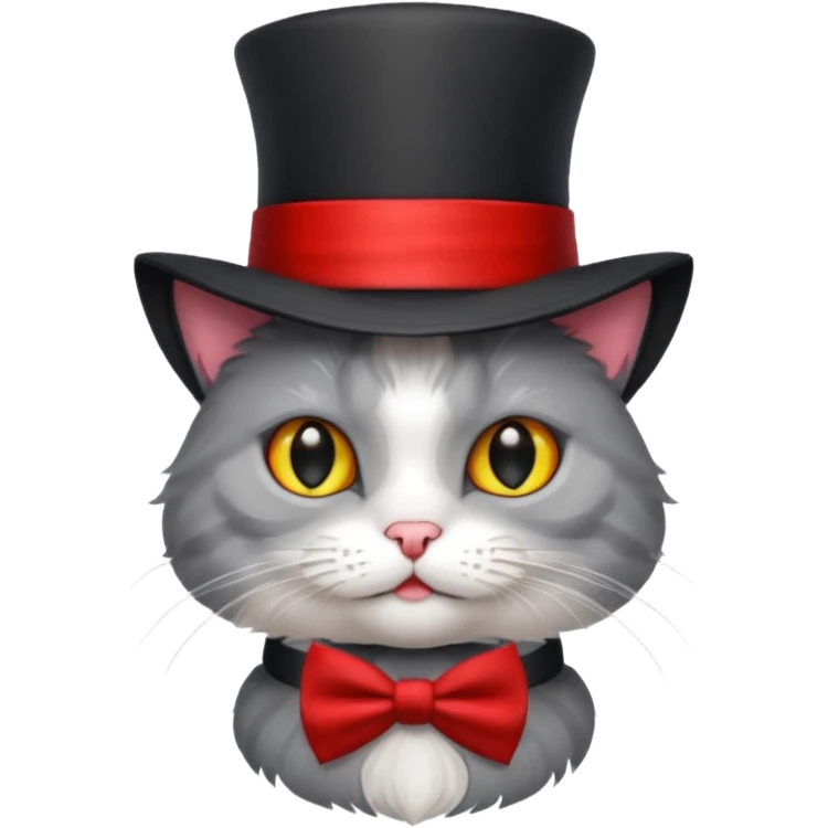 Chat avec un nœud rouge et un chapeau de magicien emoji