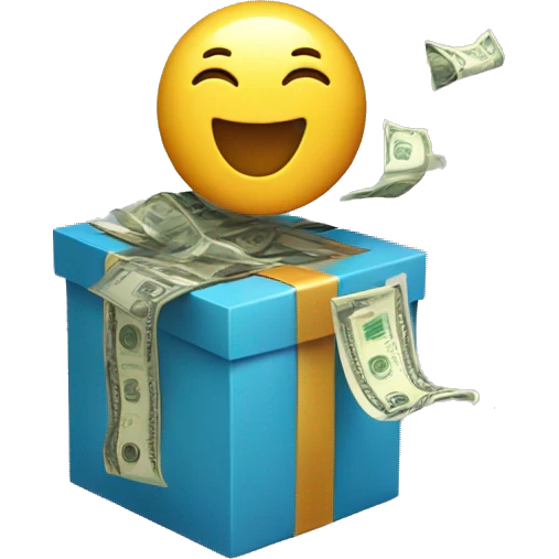 Money flying out of present box emoji