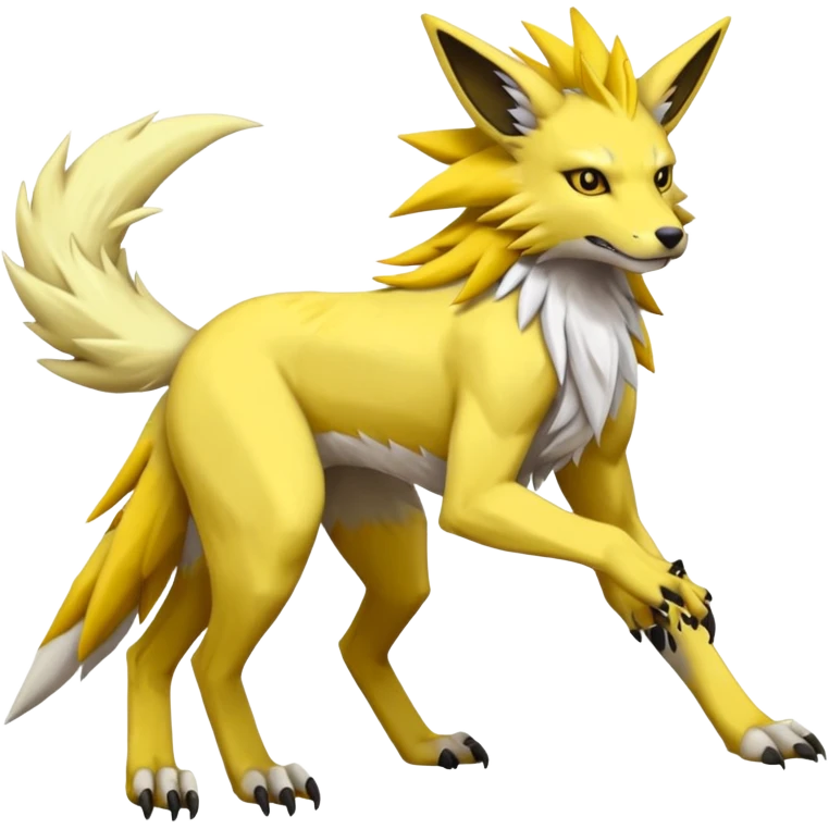 Feral Raikou-Jolteon-Renamon-Zeraora-Vernid-Sergal-fusion-hybrid-creature, full body  emoji