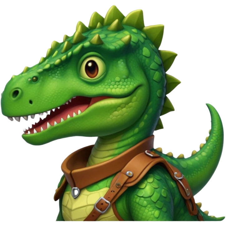 Dinosaur wear saddle, front face emoji