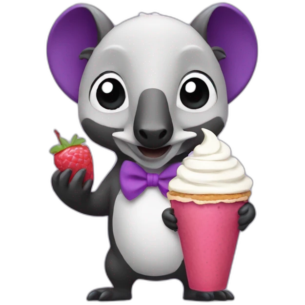 Purple anteater holding a parfait emoji