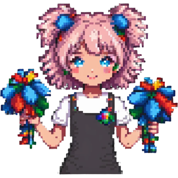 cheerleader girl holding pom-poms emoji