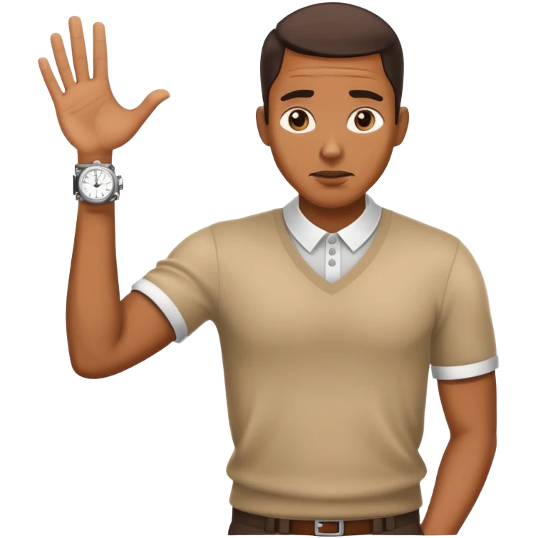 African American shrugging with watch on  emoji