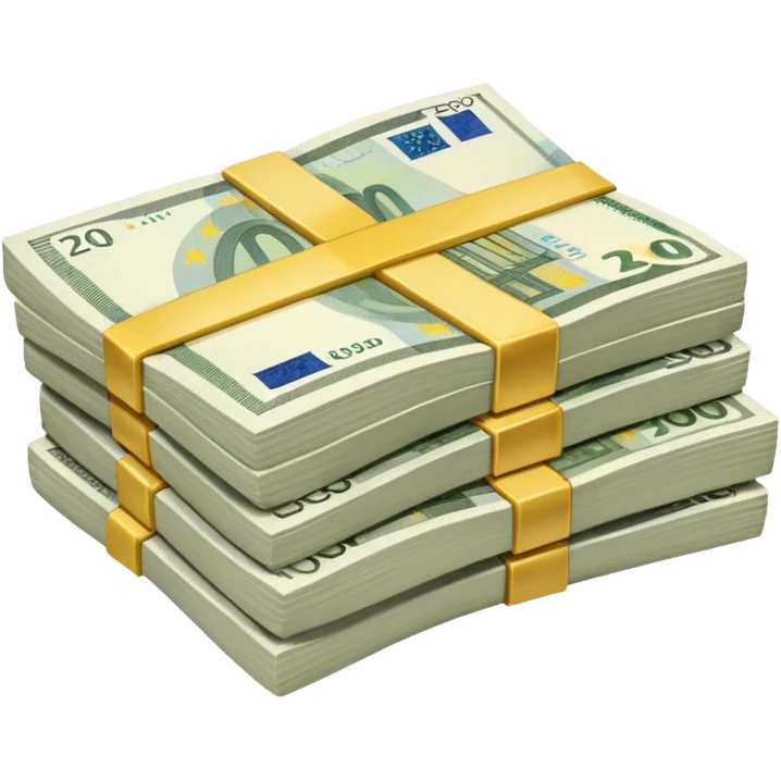 liasse de billet d'euro avec 200 500 aussi emoji