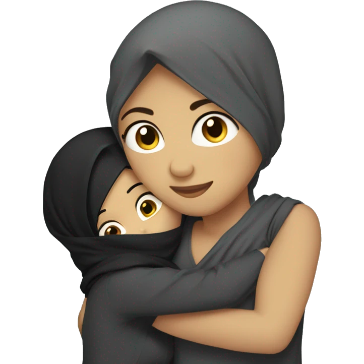 hijabi girl hugging boy with short black hair emoji