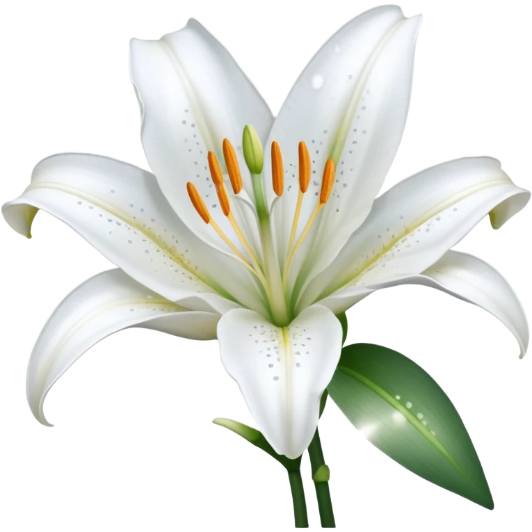 A cute gorgeous beautiful shiny glittery shimmering soft smooth hyperrealistic white Lily flower emoji