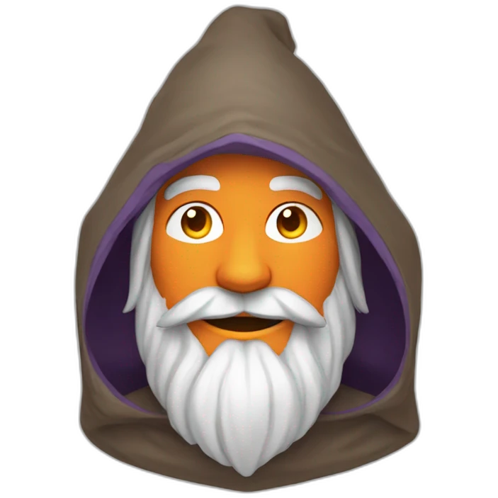 portrait smiling of a wizard style of Merlin, with orange gat emoji