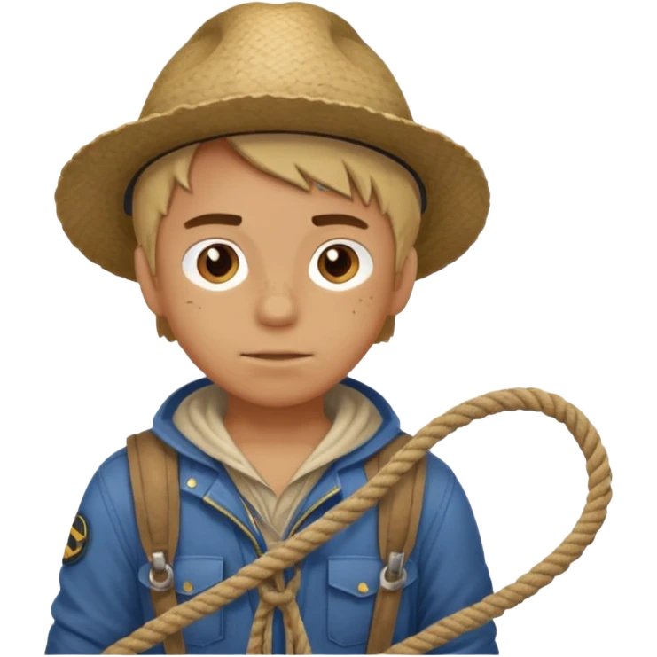 Boy with rope,Jungle Explorers. emoji
