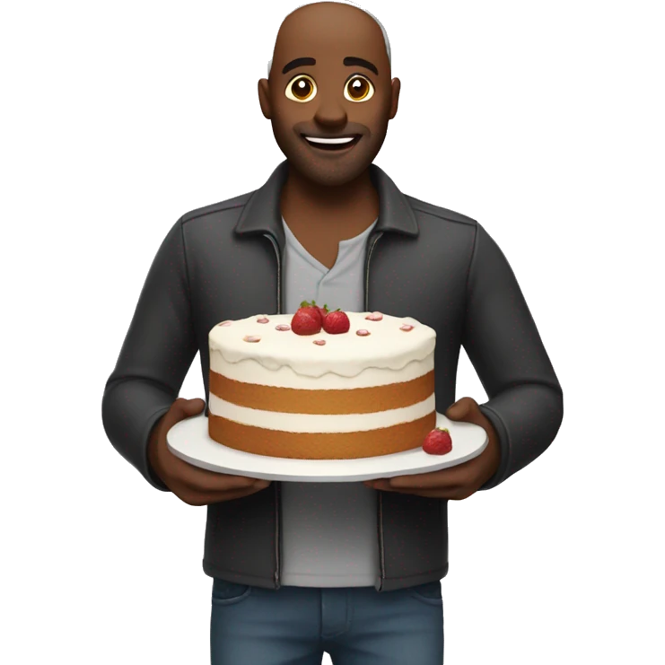 Man holding cake with his legs emoji
