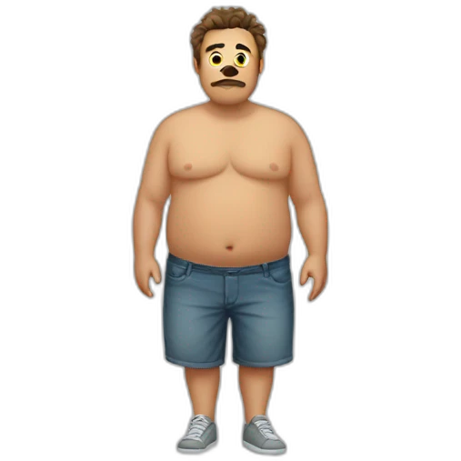 Um homem gordo com a barriga para fora emoji