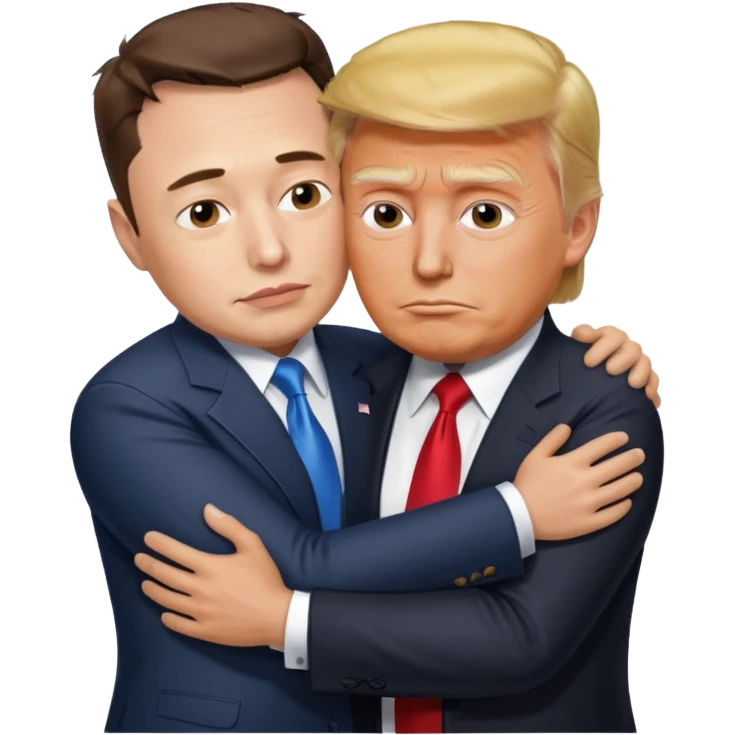 sad realistic elon musk with donald trump hugging him emoji