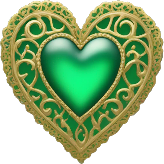 fancy gold filigree green heart emoji