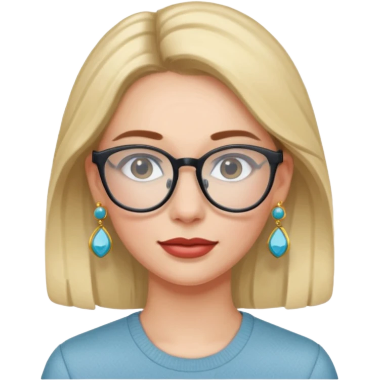 Signora con occhiali e orecchini celesti emoji