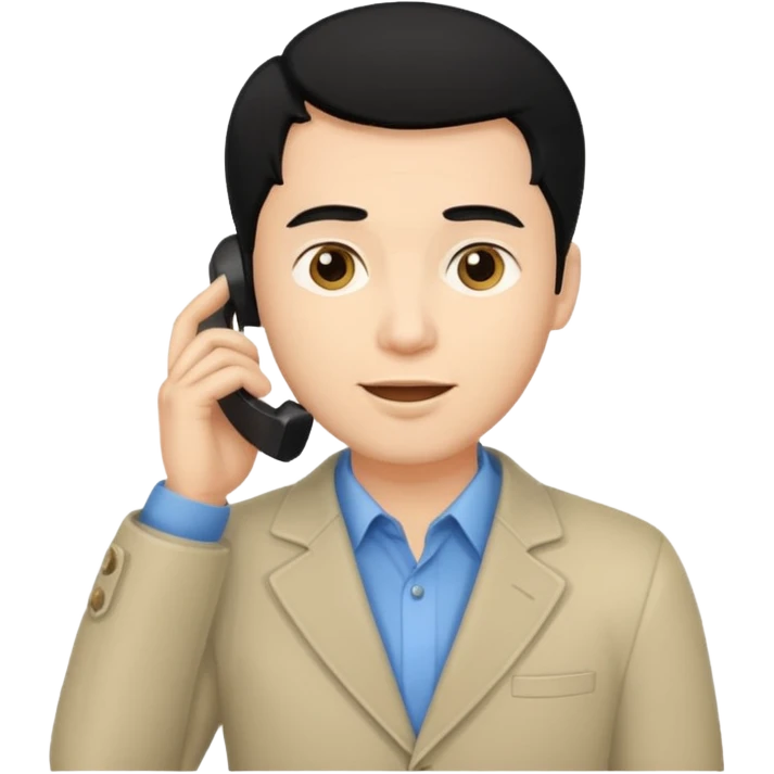 BLACK HAIR LIGHT SKIN MAN talking with her phone emoji