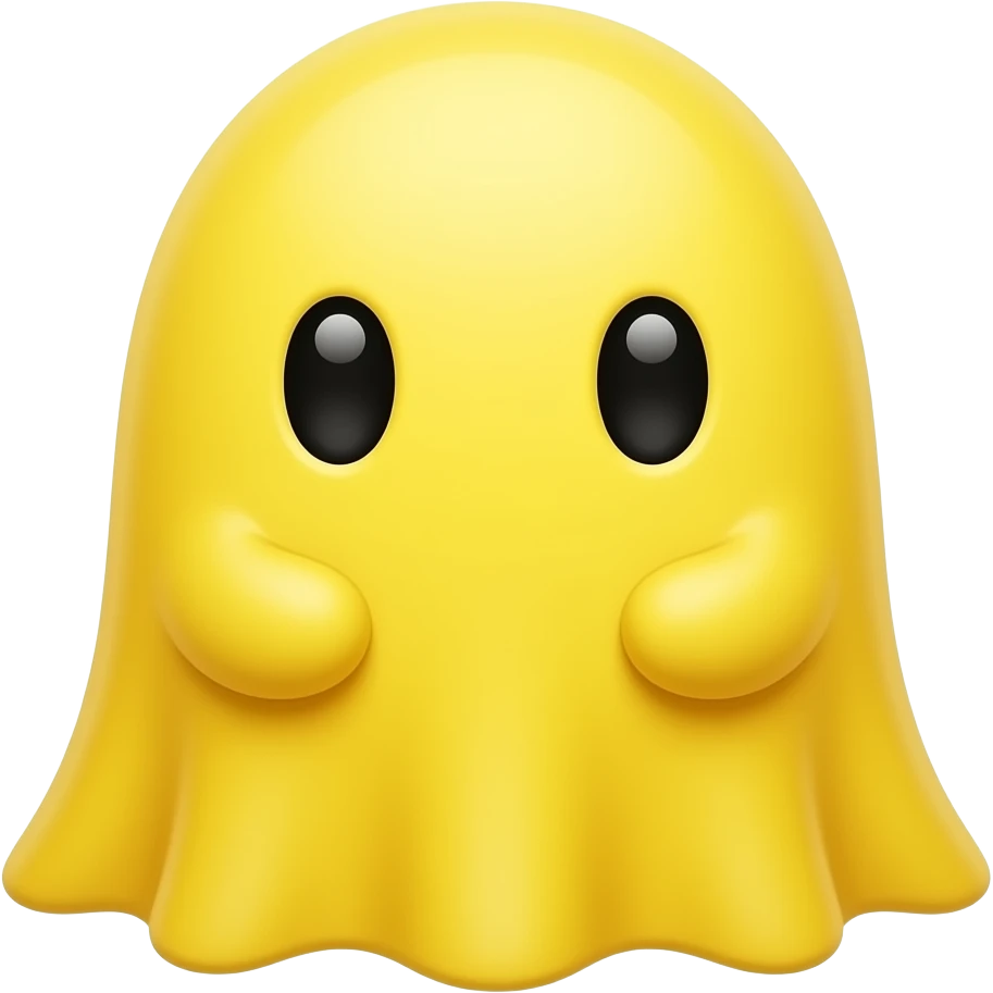 Kawaii solid yellow ghost with  black eyes emoji