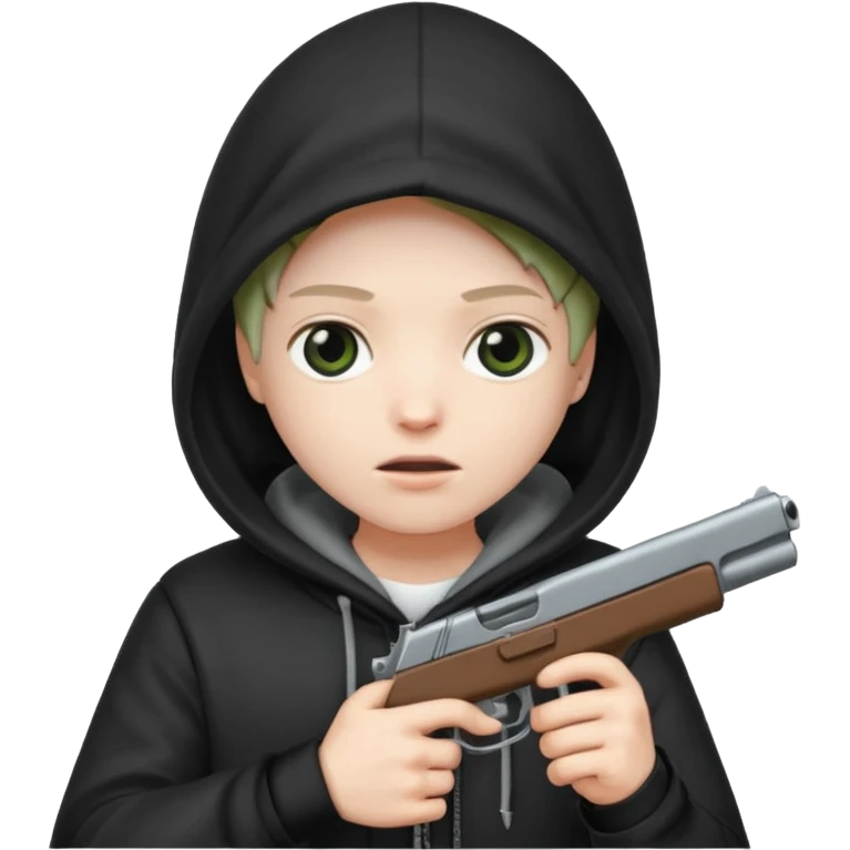 Una persona encapuchada con una pistola emoji