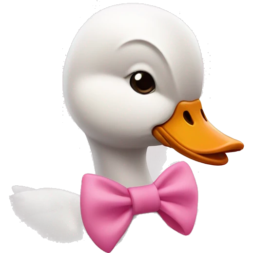 Goose silly face pink bow pigtails on top of head wink emoji