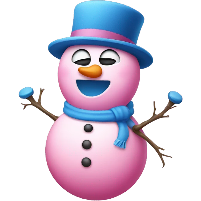 Pink snowman with blue hat singing emoji