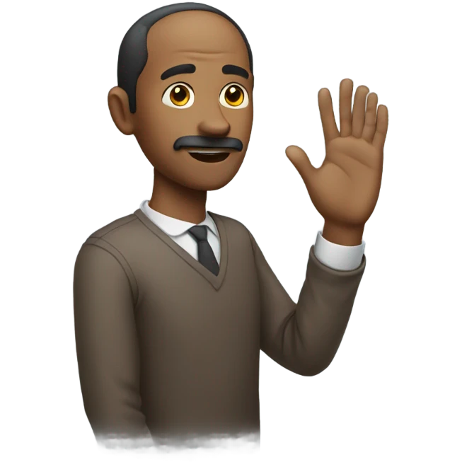 Man pretending to talk with his hand emoji
