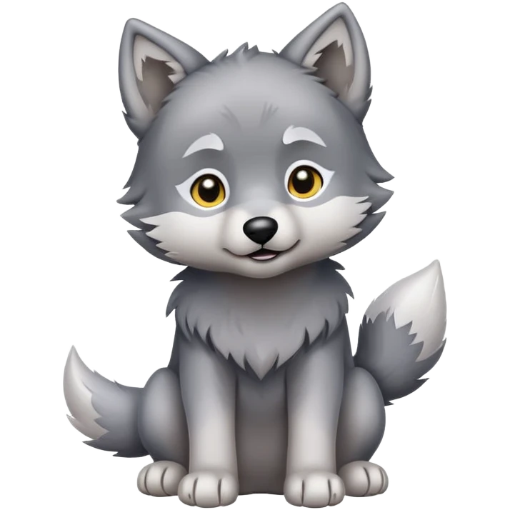 Wolf puppy  cute, full body, gray emoji