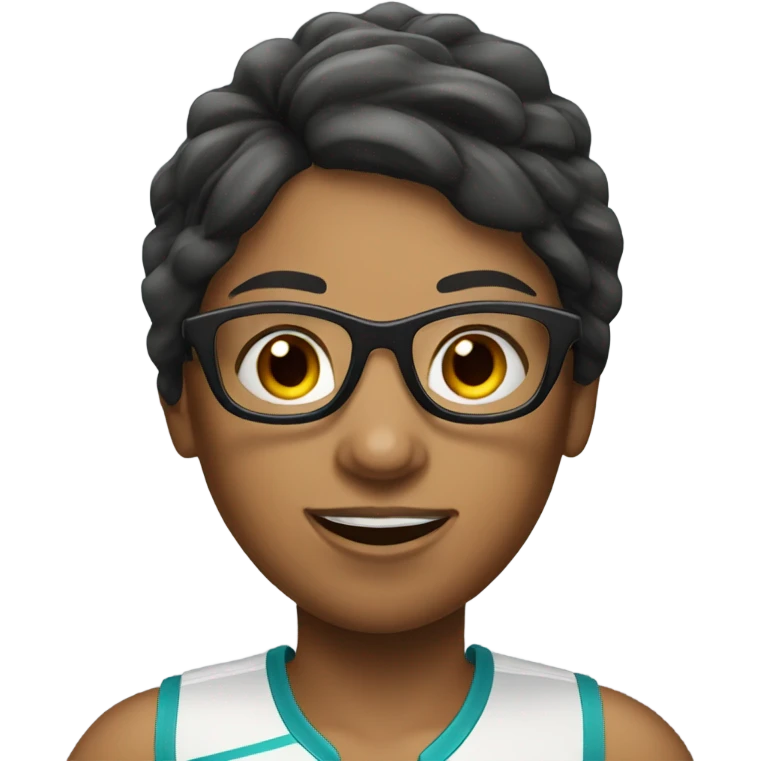 Tennis player female dark hair glasses  emoji