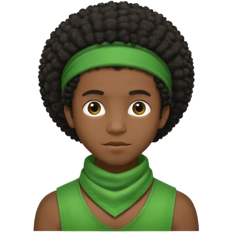 cute black male, afro hairstyle, green bandana emoji