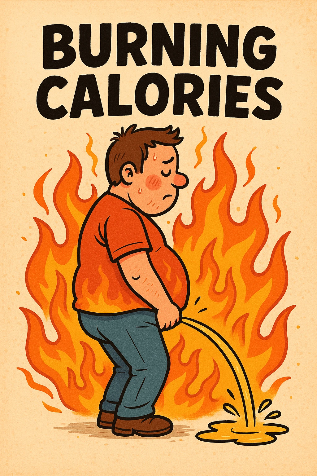 Uomo che fa Pipì, brucia calorie, come se fosse un termogenico  emoji
