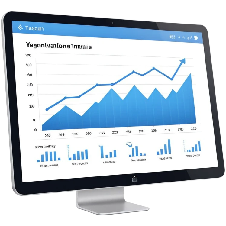 computer screen displaying a single presentation slide with a title line and chart icon emoji