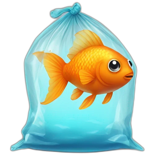 small cute orange fish in a plastic bag emoji