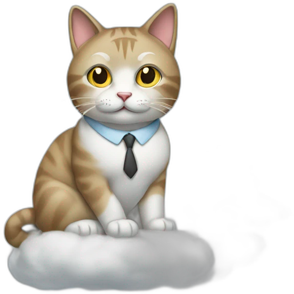 cat secretary sitting on top of the cloud emoji