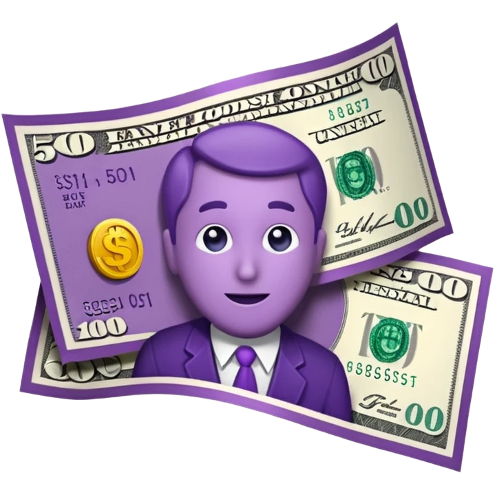 money bill colored purple emoji