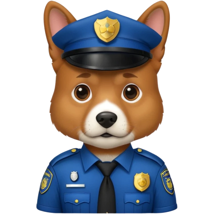 A dog dressed as a police officer, looking serious and observant emoji