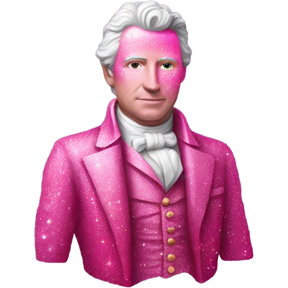 Pink ombre James Monroe statue with glitter emoji