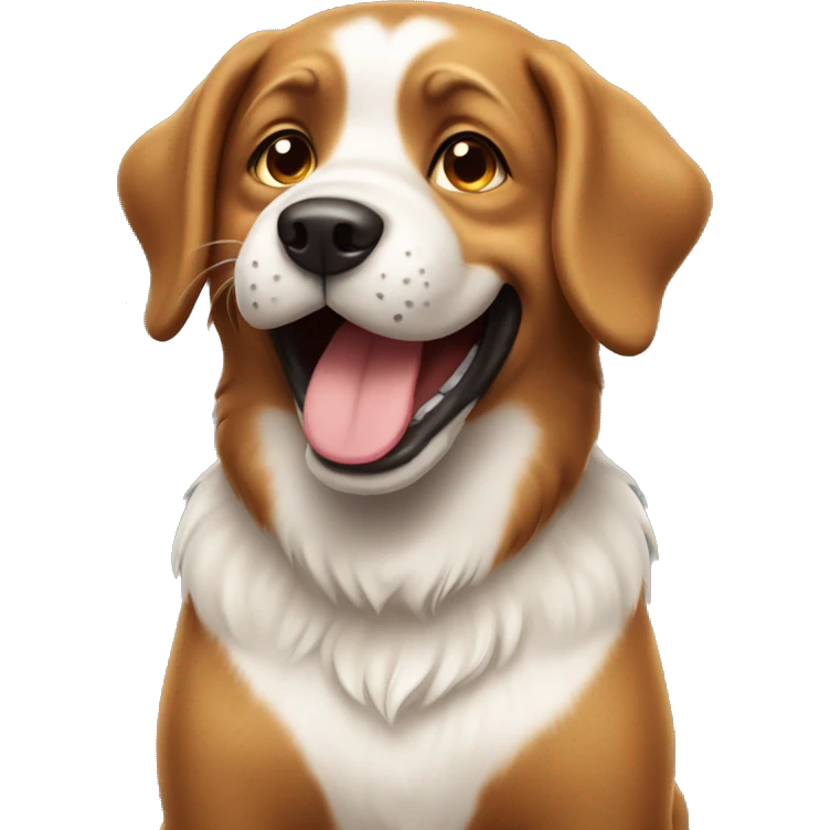 happy dog write text emoji