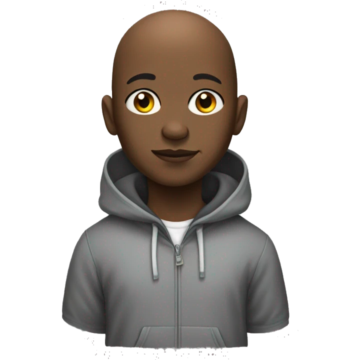Black bald kid with a hood on emoji