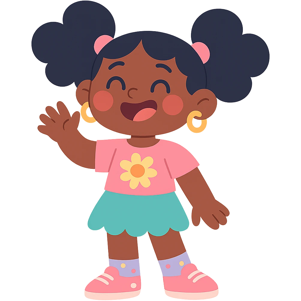 Black girl with soft colors and playful details emoji