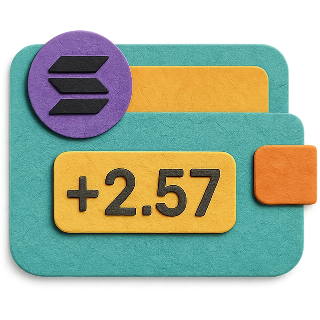 A logo for a solana wallet balance tracker in the macos menubar emoji