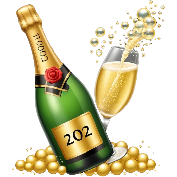 the number 2026 with champagne emoji